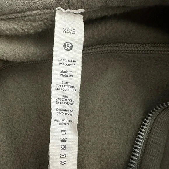 A95 Lululemon Athletica Green Sweatshirt Hoodie Scuba full zip sz xs /s - Picture 6 of 7